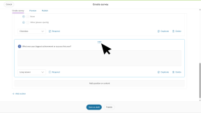Creating a survey, the cursor is clicking the grid of 6 dots to drag and drop the question to in another order.